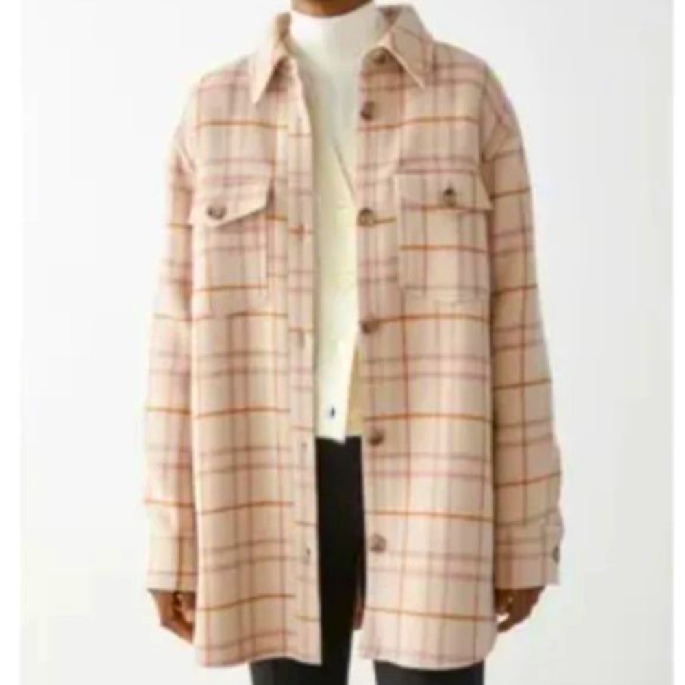 Joie Pink Plaid Boyfriend Shacket